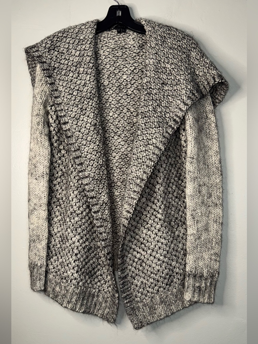 Theory Heather Gray Open-Front Chunky Knit Cardigan
